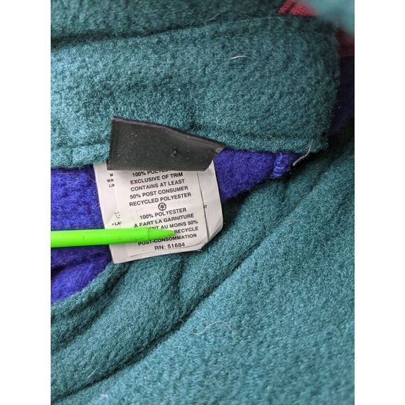 Patagonia Hat Duckbill Flaps Cap Large Blue Green Synchilla Fleece USA 90s Vinta - Picture 6 of 6